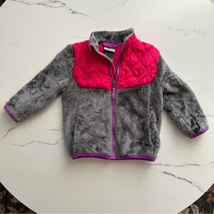 Champion Toddler Fleece Jacket 2T Gray Pink Full Zip Cozy Sherpa Jacket